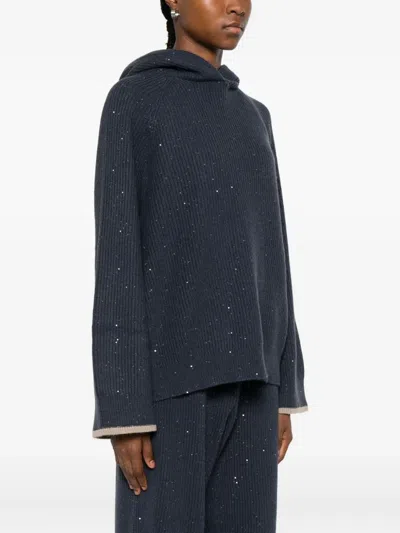 Brunello Cucinelli Sequin-embellished Hoodie In Blue
