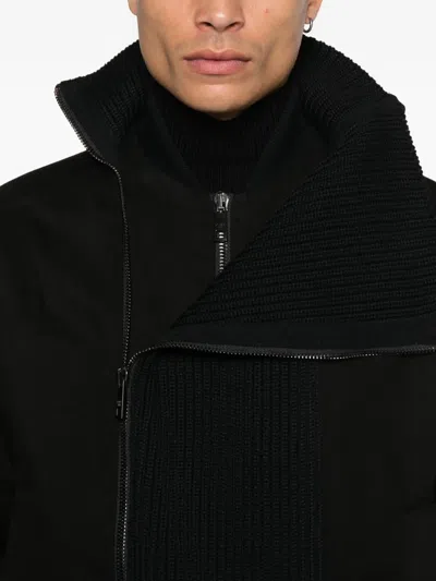 Patrizia Pepe Ribbed-knit Jacket In Black