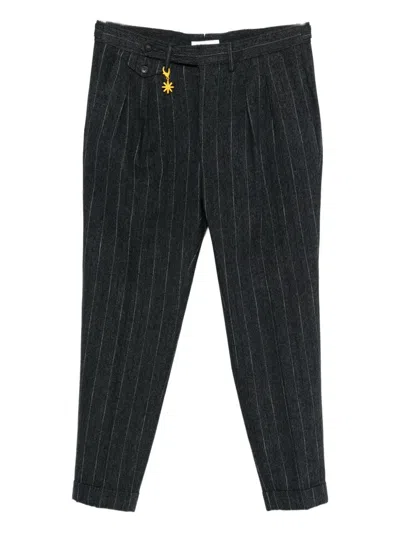 Manuel Ritz Pinstriped Trousers In Black