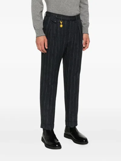 Manuel Ritz Pinstriped Trousers In Black