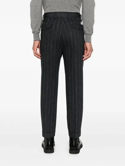 Manuel Ritz Pinstriped Trousers In Black