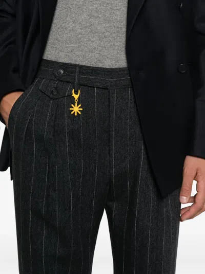 Manuel Ritz Pinstriped Trousers In Black