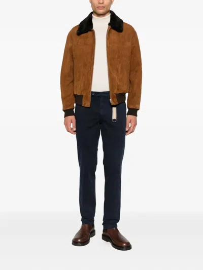 Manuel Ritz Twill Trousers In Blue