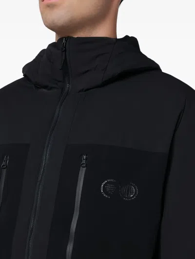 Purple Mountain Observatory Logo-stamp Hooded Jacket In Black