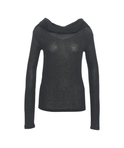 8pm 'ophelia' Waterfall Neck T-shirt In Black