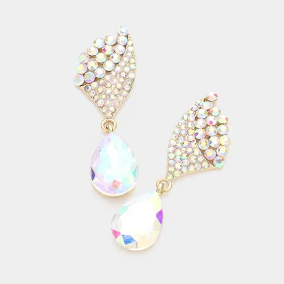 Fashnzfab Crystal Rhinestone Teardrop Evening Earrings - Ab, Gold In Gold