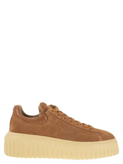 Hogan H-stripes Suede Trainers In Brown