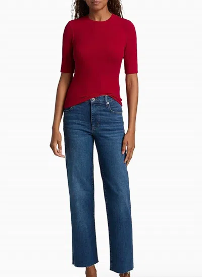 Frame The Rib Crew Tee In Bright Raspberry In Red