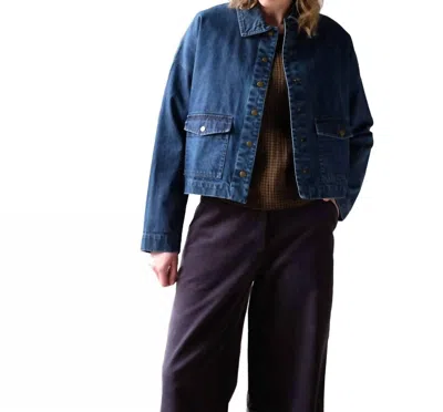 Bibico Maya Relaxed Jacket In Heavy Denim In Animal Print