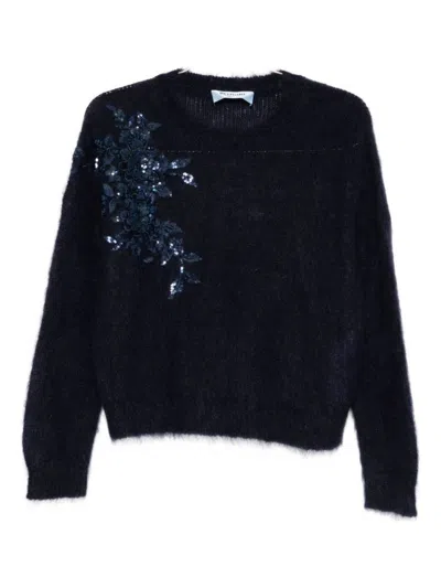 Blugirl Classic Knit Sweater With Round Neckline In Black