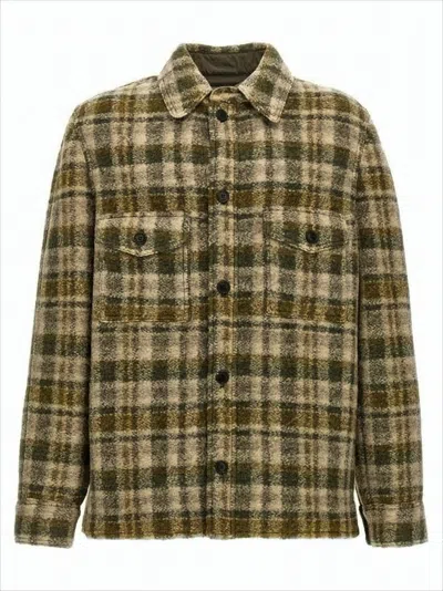 Isabel Marant Plaid Casual Jacket With Textured Fabric In Green