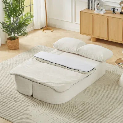 Streamdale Furniture Streamdale Convertible Sleeper Sofa Bed Futon Couch In White