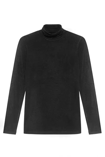 Dondup High Neck Black Sweater In Premium Modal-cashmere Blend In Black