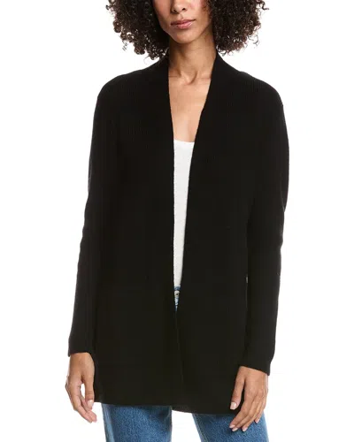 Forte Cashmere Wool & Cashmere-blend Drape Cardigan In Black