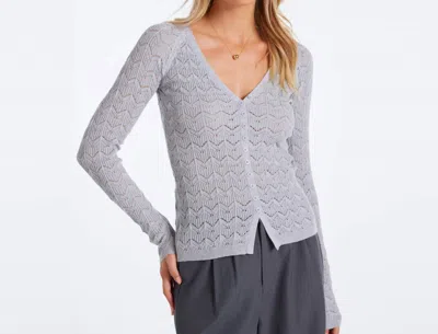 Bishop + Young Bijou Pointelle Long Sleeve Cardigan In Grey In Gray