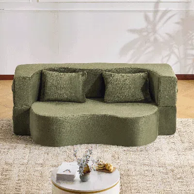 Streamdale Furniture Streamdale 71" Folding Sofa Bed Futon - Green In Green