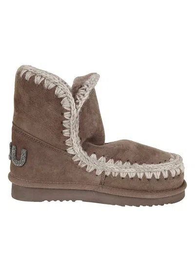 Mou Soft Sheep Skin Ankle Boots In Brown