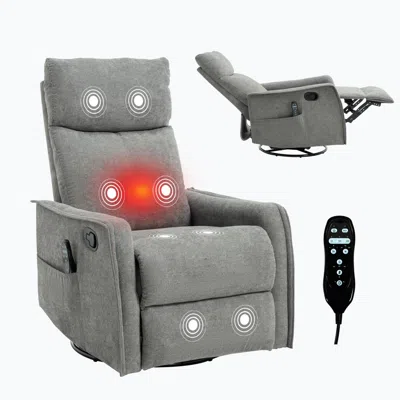 Streamdale Furniture Streamdale Heat Massage Rocker Recliner Chair, Light Grey In Gray