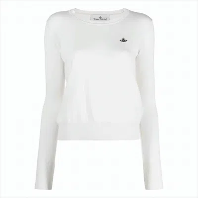 Vivienne Westwood Fitted White Knit Top With Round Neckline In White