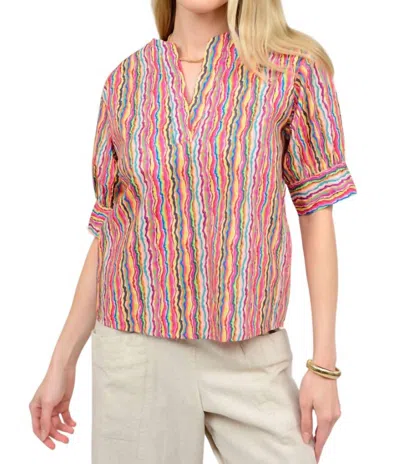 Ivy Jane Notched Front Shirt In Pink Multi In Pink