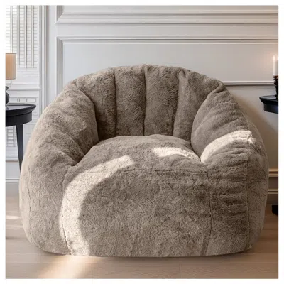 Streamdale Furniture Streamdale Armrest Bean Bag Chair - High-density Foam, Comfortable Sofa For Living Room In Brown
