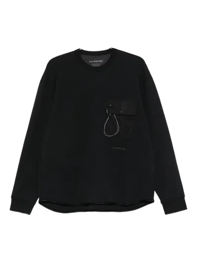 And Wander Flap-pocket Sweatshirt In Black
