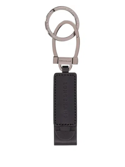 Longchamp Logo Keyring In Black