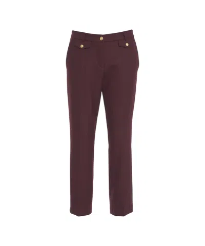 Cambio Cropped Trousers With Tailored Fit And Decorative Details In Burgundy