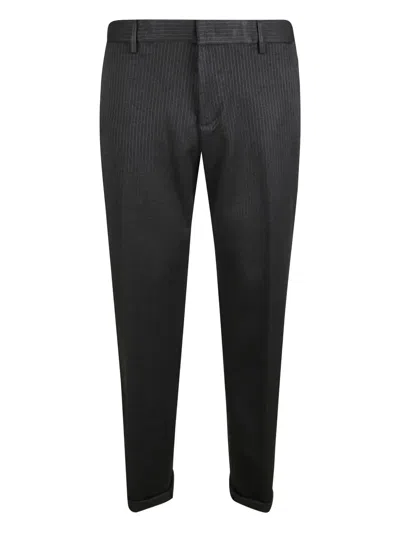 Dondup Pinstripe-pattern Trousers In Black