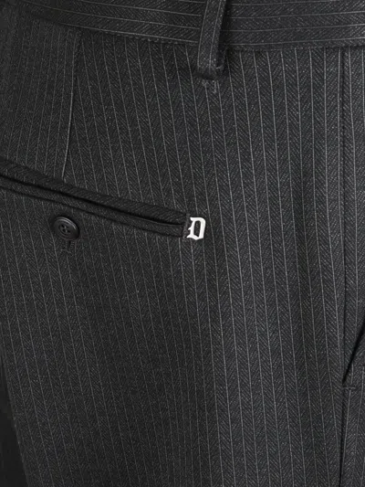 Dondup Pinstripe-pattern Trousers In Black