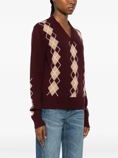 Chloé Chloe Argyle-intarsia Wool And Cashmere-blend Jumper In Brown