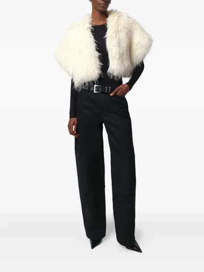 Apparis Devin Faux Fur Shrug In White