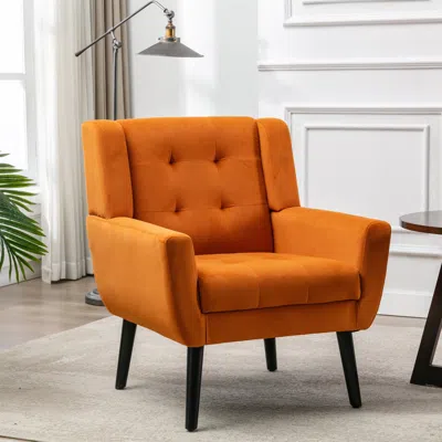 Streamdale Furniture Streamdale Velvet Accent Chair With Black Legs In Orange