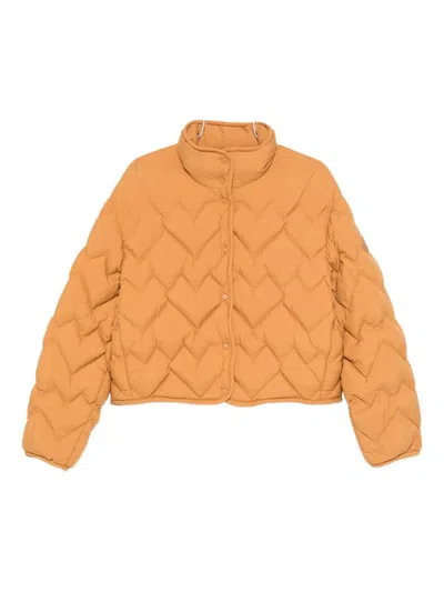 Moncler Senevee Chevron-quilted Short Down Jacket In Yellow