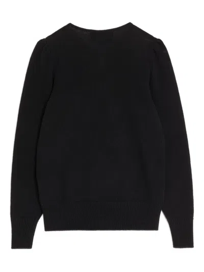 Valentino Bow-detailed Two-tone Wool Sweater In Black