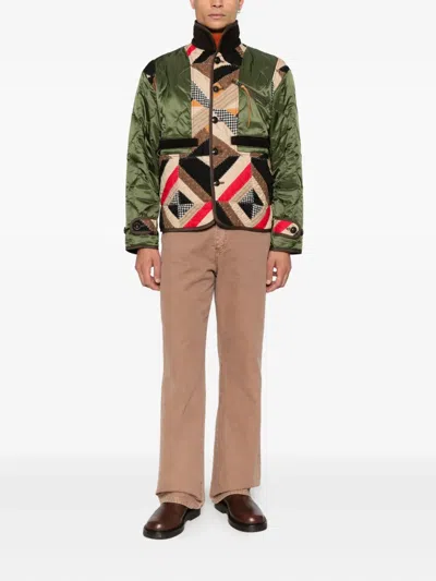 Khoki Patchwork Jacket In Green