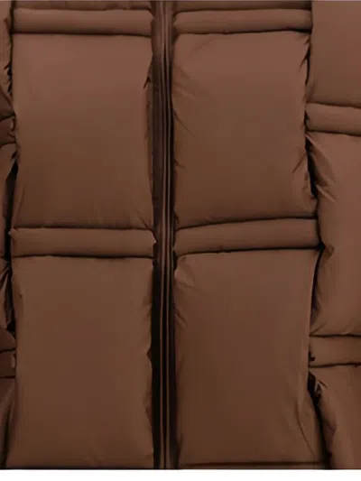 Raxxy Dark Brown Down Jacket With Woven Padded Design  In Brown