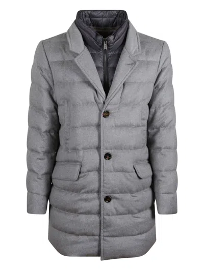 Moorer Costanzo Single-breasted Padded Coat In Gray