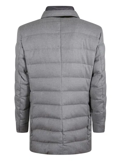 Moorer Costanzo Single-breasted Padded Coat In Gray