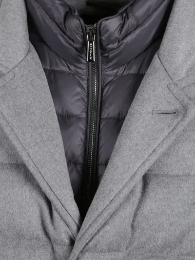 Moorer Costanzo Single-breasted Padded Coat In Gray