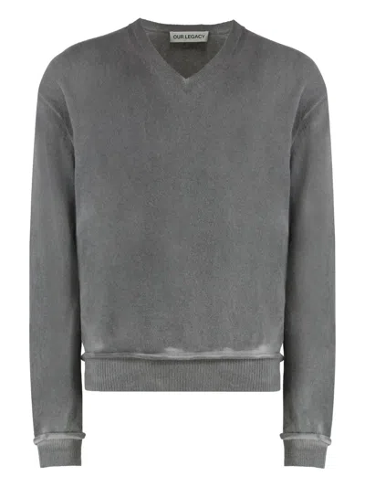 Our Legacy Parallel Sweater In Wool With V-neck In Gray
