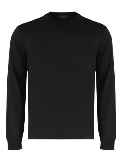 Slowear Sweater With Round Neck In Wool In Black
