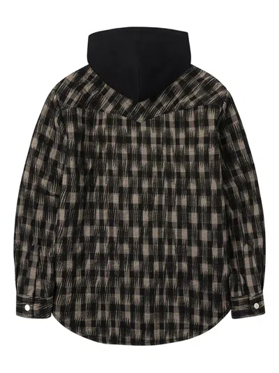 Evisu Hooded Check Jacket In Black