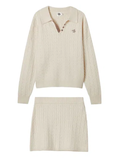 B+ab Cable-knit Buttoned All In One In Neutral