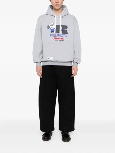 Chocoolate X Russell Athletic Graphic-print Hoodie In Gray