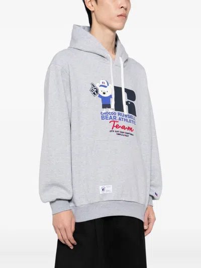 Chocoolate X Russell Athletic Graphic-print Hoodie In Gray