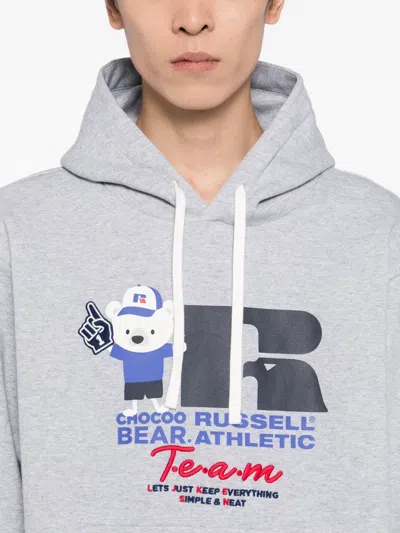 Chocoolate X Russell Athletic Graphic-print Hoodie In Gray