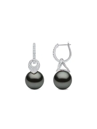 Yoko London 18k White Gold Jazz Pearl And Diamonds Earrings In Metallic
