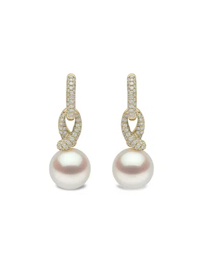 Yoko London 18k Yellow Gold Jazz Pearl And Diamonds Earrings In Gold