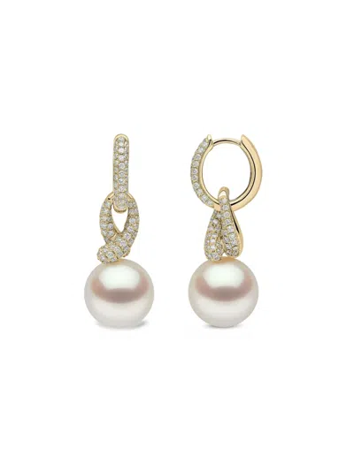 Yoko London 18k Yellow Gold Jazz Pearl And Diamonds Earrings In Gold
